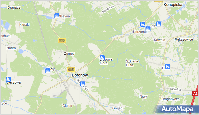 mapa Dębowa Góra gmina Boronów, Dębowa Góra gmina Boronów na mapie Targeo