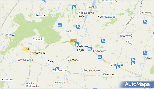 mapa Dębowa Łąka, Dębowa Łąka na mapie Targeo