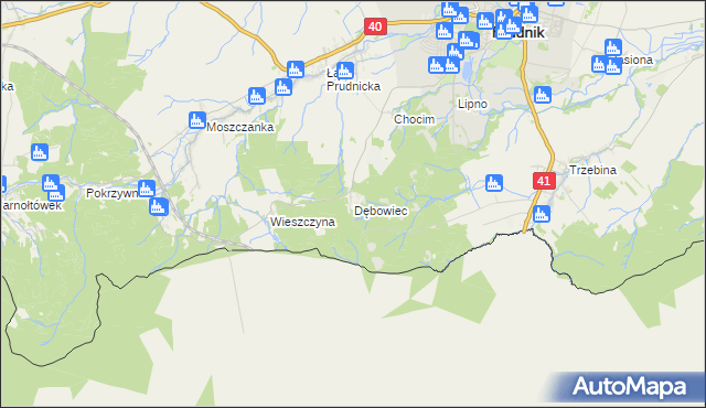 mapa Dębowiec gmina Prudnik, Dębowiec gmina Prudnik na mapie Targeo