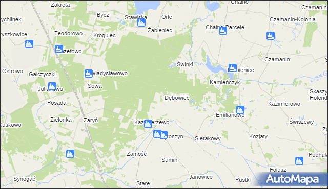 mapa Dębowiec gmina Wierzbinek, Dębowiec gmina Wierzbinek na mapie Targeo
