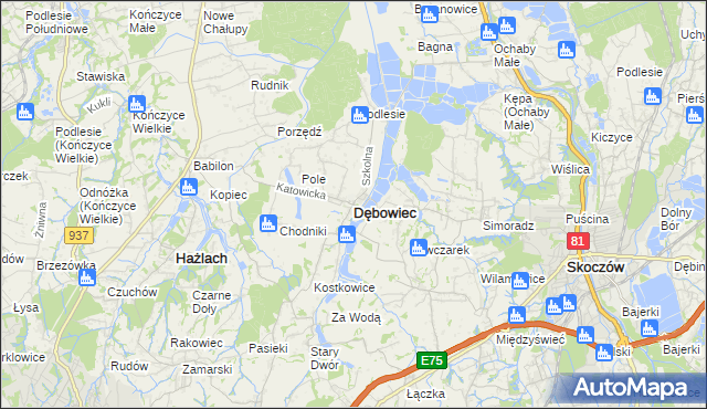 mapa Dębowiec powiat cieszyński, Dębowiec powiat cieszyński na mapie Targeo