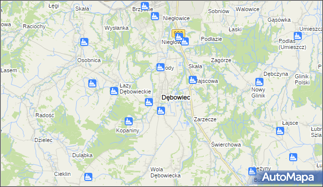 mapa Dębowiec powiat jasielski, Dębowiec powiat jasielski na mapie Targeo