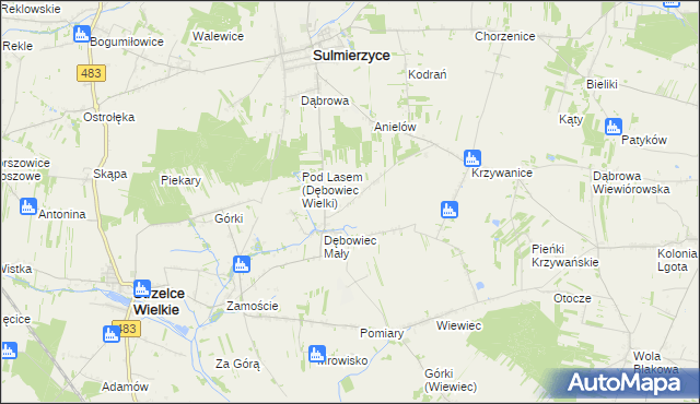 mapa Dębowiec Wielki, Dębowiec Wielki na mapie Targeo