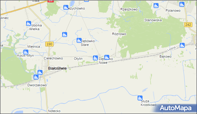 mapa Dębówko Nowe, Dębówko Nowe na mapie Targeo