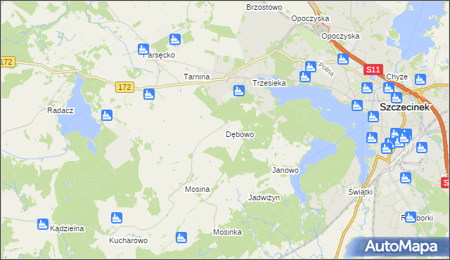 mapa Dębowo gmina Szczecinek, Dębowo gmina Szczecinek na mapie Targeo