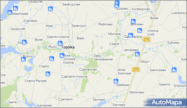 mapa Dęby Janiszewskie, Dęby Janiszewskie na mapie Targeo