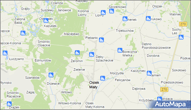 mapa Dęby Szlacheckie, Dęby Szlacheckie na mapie Targeo