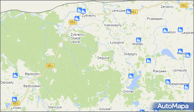 mapa Degucie gmina Dubeninki, Degucie gmina Dubeninki na mapie Targeo