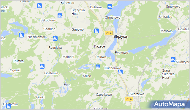 mapa Delowo, Delowo na mapie Targeo