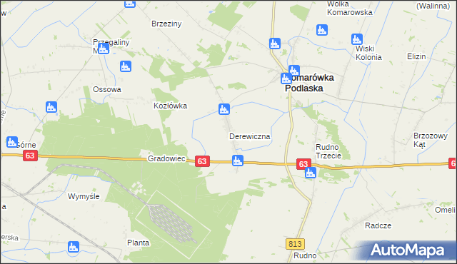 mapa Derewiczna, Derewiczna na mapie Targeo