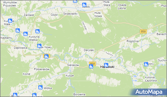 mapa Derylaki, Derylaki na mapie Targeo