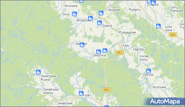 mapa Desznica, Desznica na mapie Targeo