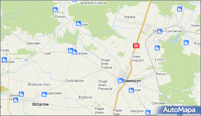 mapa Długa Wieś Trzecia, Długa Wieś Trzecia na mapie Targeo