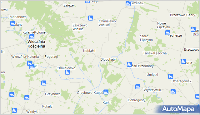 mapa Długokąty gmina Wieczfnia Kościelna, Długokąty gmina Wieczfnia Kościelna na mapie Targeo