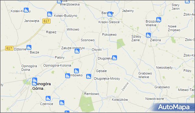 mapa Długołęka gmina Opinogóra Górna, Długołęka gmina Opinogóra Górna na mapie Targeo