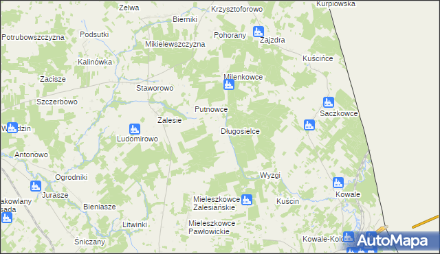 mapa Długosielce, Długosielce na mapie Targeo