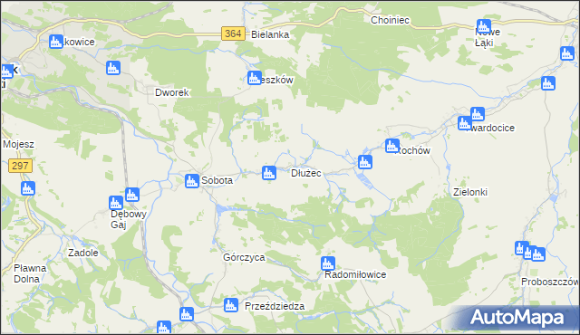 mapa Dłużec gmina Lwówek Śląski, Dłużec gmina Lwówek Śląski na mapie Targeo