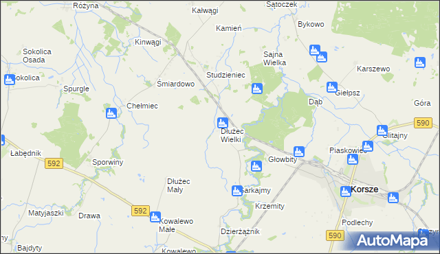 mapa Dłużec Wielki, Dłużec Wielki na mapie Targeo