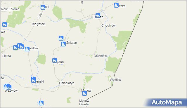 mapa Dłużniów, Dłużniów na mapie Targeo