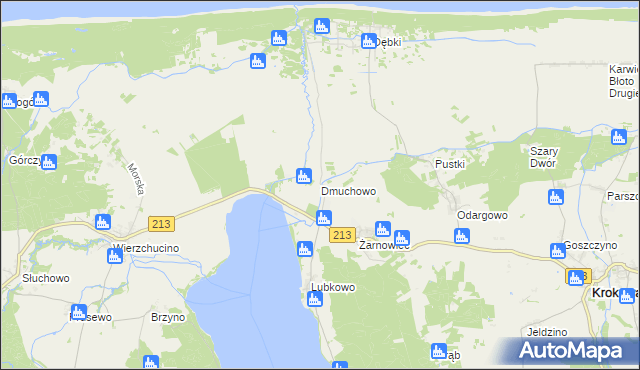 mapa Dmuchowo gmina Krokowa, Dmuchowo gmina Krokowa na mapie Targeo