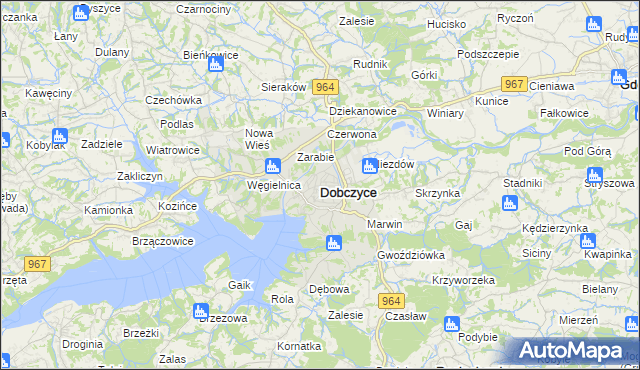 mapa Dobczyce, Dobczyce na mapie Targeo