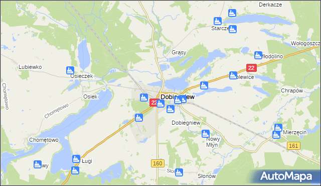 mapa Dobiegniew powiat strzelecko-drezdenecki, Dobiegniew powiat strzelecko-drezdenecki na mapie Targeo