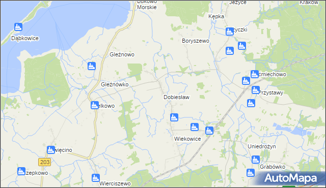 mapa Dobiesław gmina Darłowo, Dobiesław gmina Darłowo na mapie Targeo