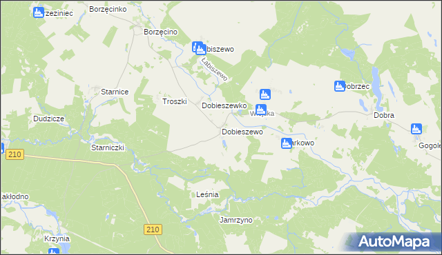 mapa Dobieszewo gmina Dębnica Kaszubska, Dobieszewo gmina Dębnica Kaszubska na mapie Targeo