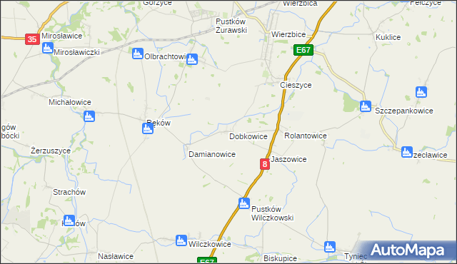 mapa Dobkowice gmina Kobierzyce, Dobkowice gmina Kobierzyce na mapie Targeo