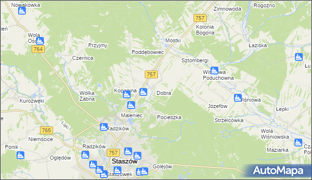 mapa Dobra gmina Staszów, Dobra gmina Staszów na mapie Targeo