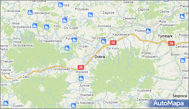 mapa Dobra powiat limanowski, Dobra powiat limanowski na mapie Targeo