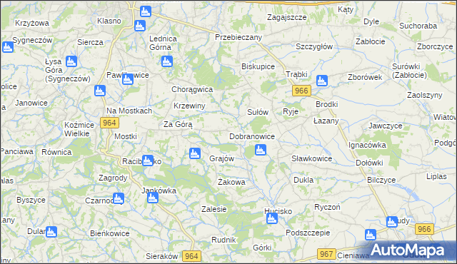 mapa Dobranowice gmina Wieliczka, Dobranowice gmina Wieliczka na mapie Targeo