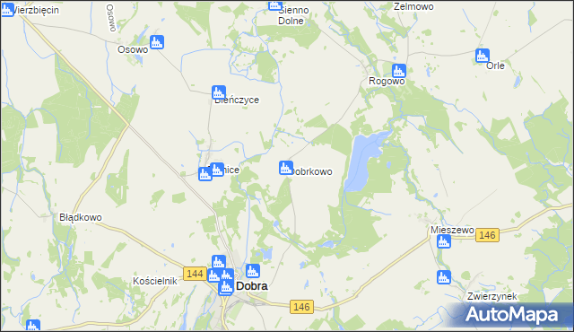 mapa Dobrkowo, Dobrkowo na mapie Targeo