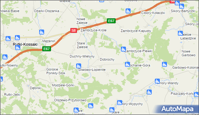 mapa Dobrochy gmina Rutki, Dobrochy gmina Rutki na mapie Targeo