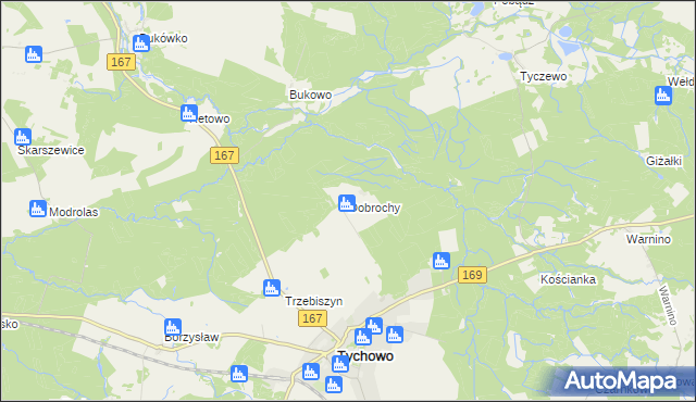 mapa Dobrochy gmina Tychowo, Dobrochy gmina Tychowo na mapie Targeo