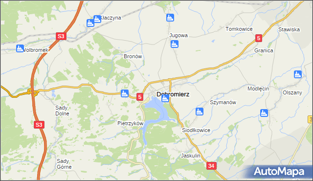 mapa Dobromierz powiat świdnicki, Dobromierz powiat świdnicki na mapie Targeo