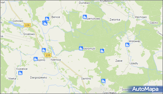 mapa Dobromyśl gmina Golczewo, Dobromyśl gmina Golczewo na mapie Targeo