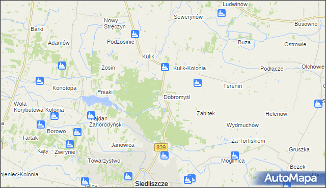 mapa Dobromyśl gmina Siedliszcze, Dobromyśl gmina Siedliszcze na mapie Targeo