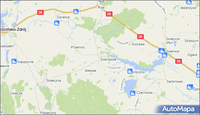 mapa Dobropole gmina Trzcińsko-Zdrój, Dobropole gmina Trzcińsko-Zdrój na mapie Targeo