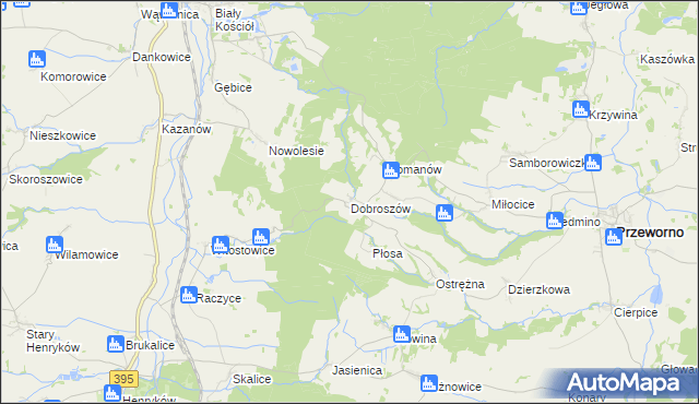 mapa Dobroszów gmina Przeworno, Dobroszów gmina Przeworno na mapie Targeo