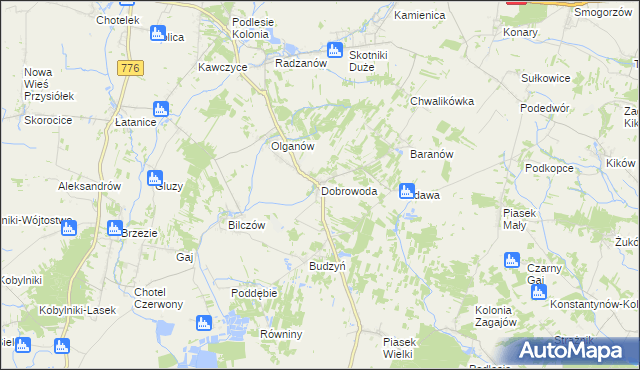 mapa Dobrowoda gmina Busko-Zdrój, Dobrowoda gmina Busko-Zdrój na mapie Targeo