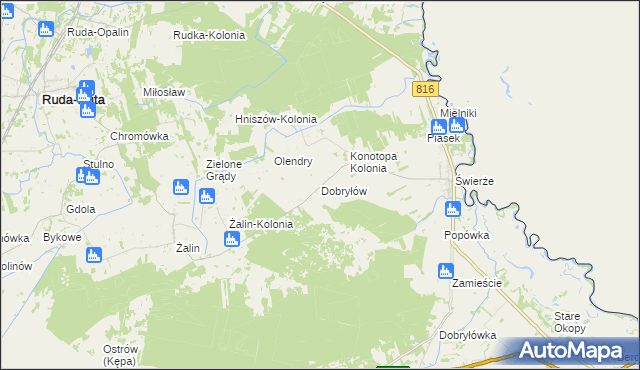 mapa Dobryłów, Dobryłów na mapie Targeo