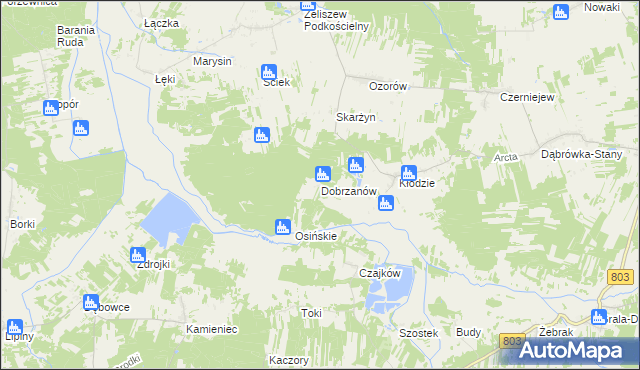 mapa Dobrzanów, Dobrzanów na mapie Targeo