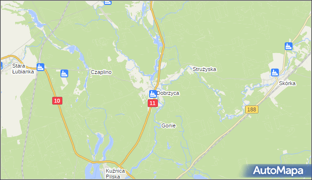 mapa Dobrzyca gmina Szydłowo, Dobrzyca gmina Szydłowo na mapie Targeo
