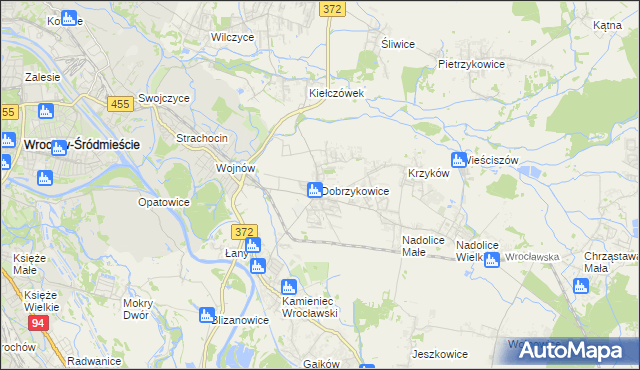 mapa Dobrzykowice, Dobrzykowice na mapie Targeo