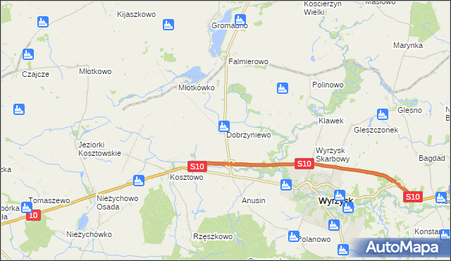 mapa Dobrzyniewo, Dobrzyniewo na mapie Targeo