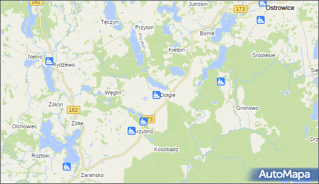 mapa Dołgie gmina Ostrowice, Dołgie gmina Ostrowice na mapie Targeo