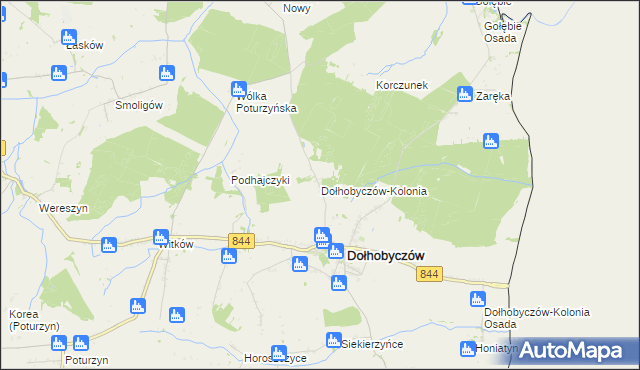 mapa Dołhobyczów-Kolonia, Dołhobyczów-Kolonia na mapie Targeo