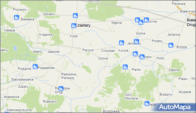 mapa Dolina gmina Czastary, Dolina gmina Czastary na mapie Targeo