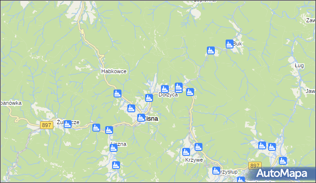 mapa Dołżyca gmina Cisna, Dołżyca gmina Cisna na mapie Targeo